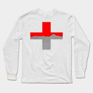 Swiss Flag Transparent Bottom Long Sleeve T-Shirt